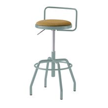 コモンファニチャー　CUCH-304CD-AY2　ハイスツール 腰フレーム付 グライド脚　布地張り［ブルーグリーン×ディープイエロー］