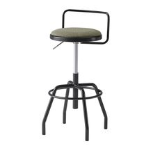 コモンファニチャー　CUCH-304CD-BL2　ハイスツール 腰フレーム付 グライド脚　布地張り［ブラック×ダークオリーブ］