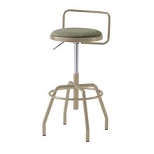 コモンファニチャー　CUCH-304CD-EL2　ハイスツール 腰フレーム付 グライド脚　布地張り［ベージュ×ダークオリーブ］