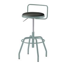 コモンファニチャー　CUCH-304D-AT1　ハイスツール 腰フレーム付 グライド脚　ビニールレザー張り［ブルーグリーン×ブラック］