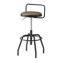 コモンファニチャー　CUCH-304D-BF2　ハイスツール 腰フレーム付 グライド脚　ビニールレザー張り［ブラック×チェスナットブラウン］