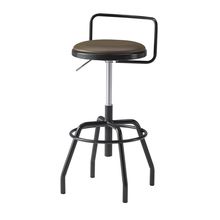 コモンファニチャー　CUCH-304D-BH4　ハイスツール 腰フレーム付 グライド脚　ビニールレザー張り［ブラック×カシューブラウン］