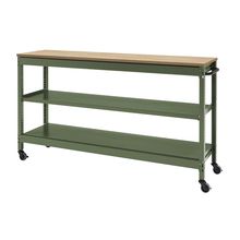 コモンファニチャー　CUSL-124GKC-QD　シェルフ ロー キャスタータイプ 木目天板　W1200×D450×H1030［グリーン×オークライト］