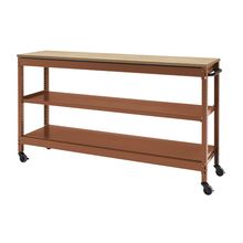 コモンファニチャー　CUSL-124GKC-RD　シェルフ ロー キャスタータイプ 木目天板　W1200×D450×H1030［オレンジ×オークライト］