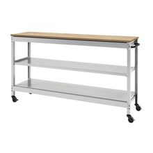 コモンファニチャー　CUSL-124GKC-WD　シェルフ ロー キャスタータイプ 木目天板　W1200×D450×H1030［ホワイトグレー×オークライト］