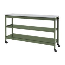 コモンファニチャー　CUSL-124GNC-QF　シェルフ ロー キャスタータイプ 樹脂エッジ　W1200×D450×H1030［グリーン×ライトグレー］