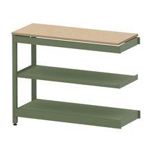 コモンファニチャー　CUSL-124TKA-QD　シェルフ ロー アジャスタータイプ 連増 樹脂エッジ　W1200×D450×H950［グリーン×オークライト］