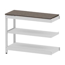 コモンファニチャー　CUSL-124TKA-WN　シェルフ ロー アジャスタータイプ 連増 樹脂エッジ　W1200×D450×H950［ホワイトグレー×ノルディックバーチ］