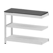 コモンファニチャー　CUSL-124TNA-WC　シェルフ ロー アジャスタータイプ 連増 樹脂エッジ　W1200×D450×H950［ホワイトグレー×ダークグレー］