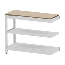 コモンファニチャー　CUSL-124TNA-WE　シェルフ ロー アジャスタータイプ 連増 樹脂エッジ　W1200×D450×H950［ホワイトグレー×ベージュ］