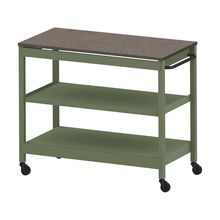 コモンファニチャー　CUSL-126GKC-QN　シェルフ ロー キャスタータイプ 木目天板　W1200×D600×H1030［グリーン×ノルディックバーチ］