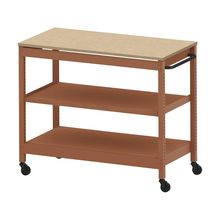 コモンファニチャー　CUSL-126GKC-RD　シェルフ ロー キャスタータイプ 木目天板　W1200×D600×H1030［オレンジ×オークライト］