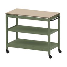 コモンファニチャー　CUSL-126GNC-QE　シェルフ ロー キャスタータイプ 樹脂エッジ　W1200×D600×H1030［グリーン×ベージュ］