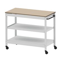 コモンファニチャー　CUSL-126GNC-WE　シェルフ ロー キャスタータイプ 樹脂エッジ　W1200×D600×H1030［ホワイトグレー×ベージュ］