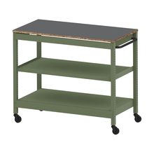 コモンファニチャー　CUSL-126GWC-QC　シェルフ ロー キャスタータイプ　W1200×D600×H1030［グリーン×ダークグレー］