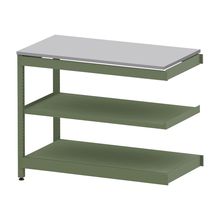コモンファニチャー　CUSL-126TNA-QF　シェルフ ロー アジャスタータイプ 連増 樹脂エッジ　W1200×D600×H950［グリーン×ライトグレー］