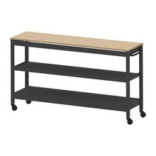 コモンファニチャー　CUSL-184GKC-TD　シェルフ ロー キャスタータイプ 木目天板　W1800×D450×H1030［ブラック×オークライト］