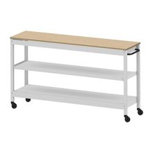 コモンファニチャー　CUSL-184GKC-WD　シェルフ ロー キャスタータイプ 木目天板　W1800×D450×H1030［ホワイトグレー×オークライト］