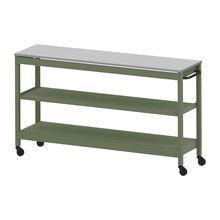 コモンファニチャー　CUSL-184GNC-QF　シェルフ ロー キャスタータイプ 樹脂エッジ　W1800×D450×H1030［グリーン×ライトグレー］