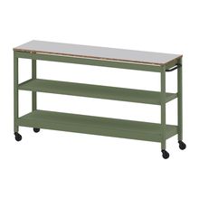 コモンファニチャー　CUSL-184GWC-QF　シェルフ ロー キャスタータイプ　W1800×D450×H1030［グリーン×ライトグレー］