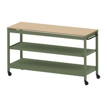 コモンファニチャー　CUSL-186GKC-QD　シェルフ ロー キャスタータイプ 木目天板　W1800×D600×H1030［グリーン×オークライト］