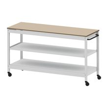 コモンファニチャー　CUSL-186GNC-WE　シェルフ ロー キャスタータイプ 樹脂エッジ　W1800×D600×H1030［ホワイトグレー×ベージュ］