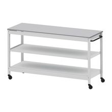 コモンファニチャー　CUSL-186GNC-WF　シェルフ ロー キャスタータイプ 樹脂エッジ　W1800×D600×H1030［ホワイトグレー×ライトグレー］