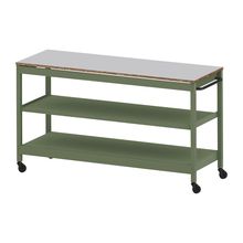 コモンファニチャー　CUSL-186GWC-QF　シェルフ ロー キャスタータイプ　W1800×D600×H1030［グリーン×ライトグレー］