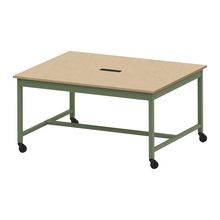 コモンファニチャー　CUT-152KHC-QD　ワークベンチ キャスター脚 ロータイプ 木目天板　W1500×D1200×H720［グリーン×オークライト］