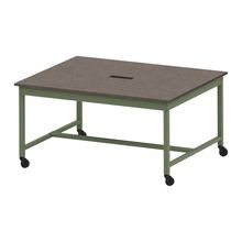 コモンファニチャー　CUT-152KHC-QN　ワークベンチ キャスター脚 ロータイプ 木目天板　W1500×D1200×H720［グリーン×ノルディックバーチ］