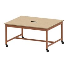 コモンファニチャー　CUT-152KHC-RD　ワークベンチ キャスター脚 ロータイプ 木目天板　W1500×D1200×H720［オレンジ×オークライト］