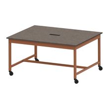 コモンファニチャー　CUT-152KHC-RN　ワークベンチ キャスター脚 ロータイプ 木目天板　W1500×D1200×H720［オレンジ×ノルディックバーチ］