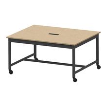 コモンファニチャー　CUT-152KHC-TD　ワークベンチ キャスター脚 ロータイプ 木目天板　W1500×D1200×H720［ブラック×オークライト］