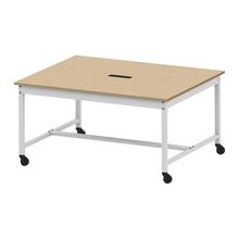 コモンファニチャー　CUT-152KHC-WD　ワークベンチ キャスター脚 ロータイプ 木目天板　W1500×D1200×H720［ホワイトグレー×オークライト］