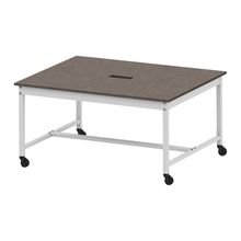 コモンファニチャー　CUT-152KHC-WN　ワークベンチ キャスター脚 ロータイプ 木目天板　W1500×D1200×H720［ホワイトグレー×ノルディックバーチ］