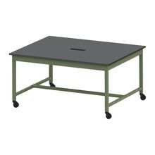 コモンファニチャー　CUT-152NHC-QC　ワークベンチ キャスター脚 ロータイプ 樹脂エッジ　W1500×D1200×H720［グリーン×ダークグレー］