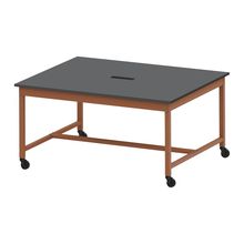 コモンファニチャー　CUT-152NHC-RC　ワークベンチ キャスター脚 ロータイプ 樹脂エッジ　W1500×D1200×H720［オレンジ×ダークグレー］