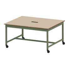 コモンファニチャー　CUT-152WHC-QE　ワークベンチ キャスター脚 ロータイプ　W1500×D1200×H720［グリーン×ベージュ］