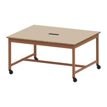 コモンファニチャー　CUT-152WHC-RE　ワークベンチ キャスター脚 ロータイプ　W1500×D1200×H720［オレンジ×ベージュ］