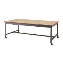 コモンファニチャー　CUT-212KHC-HD　ワークベンチ キャスター脚 ロータイプ 木目天板　W2100×D1200×H720［ブラウン×オークライト］