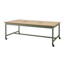 コモンファニチャー　CUT-212KHC-QD　ワークベンチ キャスター脚 ロータイプ 木目天板　W2100×D1200×H720［グリーン×オークライト］