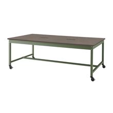 コモンファニチャー　CUT-212KHC-QN　ワークベンチ キャスター脚 ロータイプ 木目天板　W2100×D1200×H720［グリーン×ノルディックバーチ］