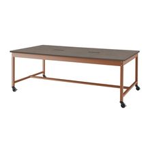 コモンファニチャー　CUT-212KHC-RN　ワークベンチ キャスター脚 ロータイプ 木目天板　W2100×D1200×H720［オレンジ×ノルディックバーチ］