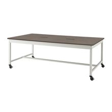 コモンファニチャー　CUT-212KHC-WN　ワークベンチ キャスター脚 ロータイプ 木目天板　W2100×D1200×H720［ホワイトグレー×ノルディックバーチ］