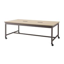 コモンファニチャー　CUT-212NHC-HE　ワークベンチ キャスター脚 ロータイプ 樹脂エッジ　W2100×D1200×H720［ブラウン×ベージュ］