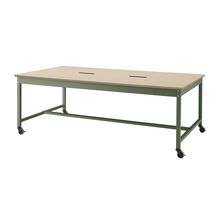 コモンファニチャー　CUT-212NHC-QE　ワークベンチ キャスター脚 ロータイプ 樹脂エッジ　W2100×D1200×H720［グリーン×ベージュ］