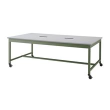 コモンファニチャー　CUT-212NHC-QF　ワークベンチ キャスター脚 ロータイプ 樹脂エッジ　W2100×D1200×H720［グリーン×ライトグレー］