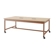 コモンファニチャー　CUT-212WHC-RE　ワークベンチ キャスター脚 ロータイプ　W2100×D1200×H720［オレンジ×ベージュ］