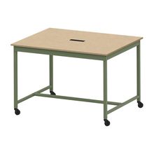 コモンファニチャー　CUTH-152KHC-QD　ワークベンチ キャスター脚 ハイタイプ 木目天板　W1500×D1200×H1000［グリーン×オークライト］