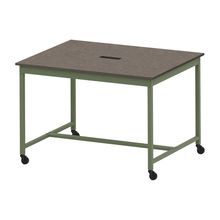 コモンファニチャー　CUTH-152KHC-QN　ワークベンチ キャスター脚 ハイタイプ 木目天板　W1500×D1200×H1000［グリーン×ノルディックバーチ］